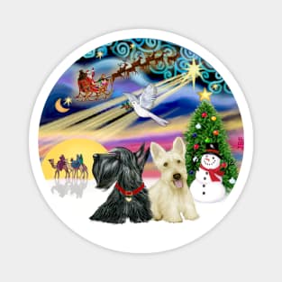 "Christmas Magic" with Two Scottish Terriers Magnet